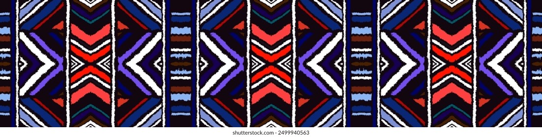 Diagonal ikat stripes. Zigzag pattern seamless. Geometric chevron abstract illustration, wallpaper. Tribal ethnic vector texture. Aztec style. Folk embroidery. Indian, Scandinavian, African rug.