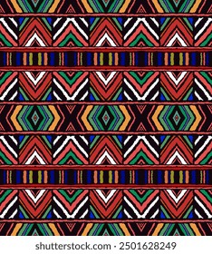 Diagonal ikat stripes. Zigzag pattern seamless. Geometric chevron abstract illustration, wallpaper. Tribal ethnic vector texture. Aztec style. Folk embroidery. Indian, Scandinavian, African rug.