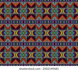 Diagonal ikat stripes. Zigzag pattern seamless. Geometric chevron abstract illustration, wallpaper. Tribal ethnic vector texture. Aztec style. Folk embroidery. Indian, Scandinavian, African rug.