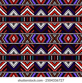 Diagonal ikat stripes. Zigzag pattern seamless. Geometric chevron abstract illustration, wallpaper. Tribal ethnic vector texture. Aztec style. Folk embroidery. Indian, Scandinavian, African rug.