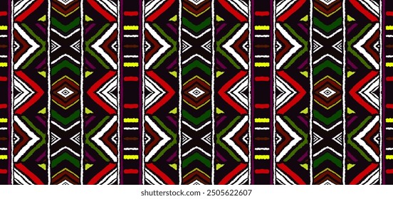 Diagonal ikat stripes. Zigzag pattern seamless. Geometric chevron abstract illustration, wallpaper. Tribal ethnic vector texture. Aztec style. Folk embroidery. Indian, Scandinavian, African rug.