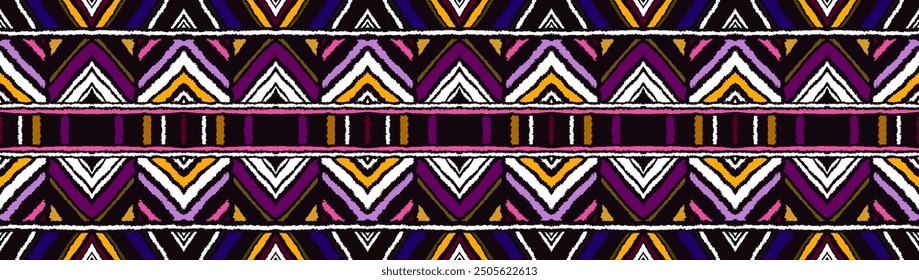 Diagonal ikat stripes. Zigzag pattern seamless. Geometric chevron abstract illustration, wallpaper. Tribal ethnic vector texture. Aztec style. Folk embroidery. Indian, Scandinavian, African rug.