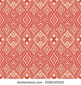 Diagonal ikat stripes. Zigzag pattern seamless. Geometric chevron abstract illustration, wallpaper. Tribal ethnic vector texture. Aztec style. Folk embroidery. Indian, Scandinavian, African rug.