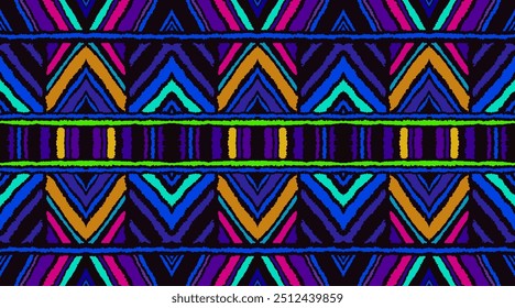 Diagonal ikat stripes. Zigzag pattern seamless. Geometric chevron abstract illustration, wallpaper. Tribal ethnic vector texture. Aztec style. Folk embroidery. Indian, Scandinavian, African rug.
