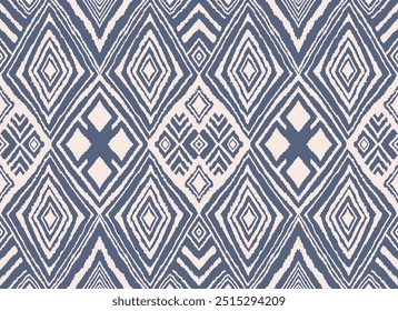Diagonal ikat stripes. Zigzag pattern seamless. Geometric chevron abstract illustration, wallpaper. Tribal ethnic vector texture. Aztec style. Folk embroidery. Indian, Scandinavian, African rug.