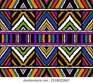 Diagonal ikat stripes. Zigzag pattern seamless. Geometric chevron abstract illustration, wallpaper. Tribal ethnic vector texture. Aztec style. Folk embroidery. Indian, Scandinavian, African rug.