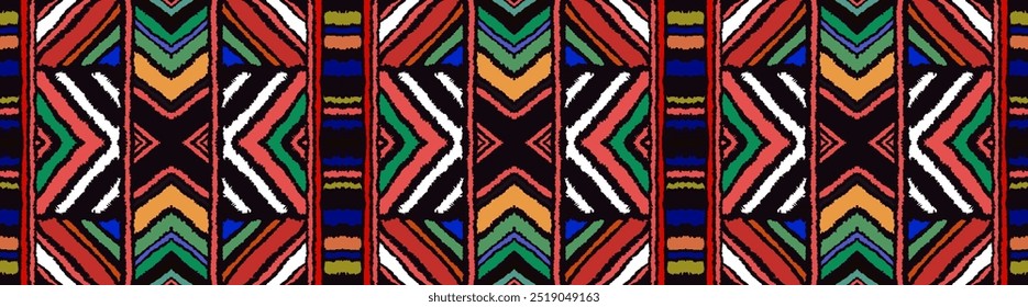 Diagonal ikat stripes. Zigzag pattern seamless. Geometric chevron abstract illustration, wallpaper. Tribal ethnic vector texture. Aztec style. Folk embroidery. Indian, Scandinavian, African rug.