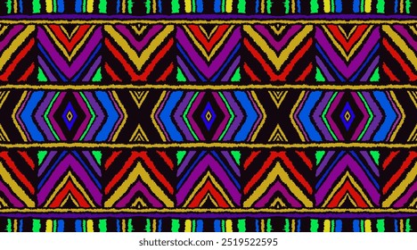 Diagonal ikat stripes. Zigzag pattern seamless. Geometric chevron abstract illustration, wallpaper. Tribal ethnic vector texture. Aztec style. Folk embroidery. Indian, Scandinavian, African rug.