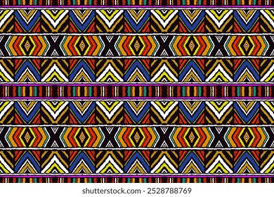 Diagonal ikat stripes. Zigzag pattern seamless. Geometric chevron abstract illustration, wallpaper. Tribal ethnic vector texture. Aztec style. Folk embroidery. Indian, Scandinavian, African rug.