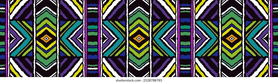 Diagonal ikat stripes. Zigzag pattern seamless. Geometric chevron abstract illustration, wallpaper. Tribal ethnic vector texture. Aztec style. Folk embroidery. Indian, Scandinavian, African rug.