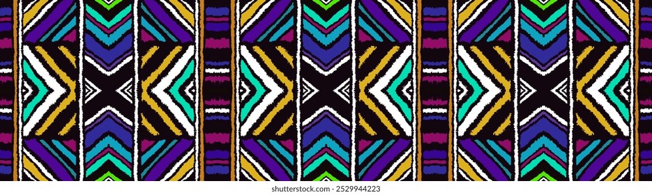 Diagonal ikat stripes. Zigzag pattern seamless. Geometric chevron abstract illustration, wallpaper. Tribal ethnic vector texture. Aztec style. Folk embroidery. Indian, Scandinavian, African rug.