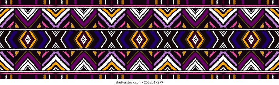 Diagonal ikat stripes. Zigzag pattern seamless. Geometric chevron abstract illustration, wallpaper. Tribal ethnic vector texture. Aztec style. Folk embroidery. Indian, Scandinavian, African rug.