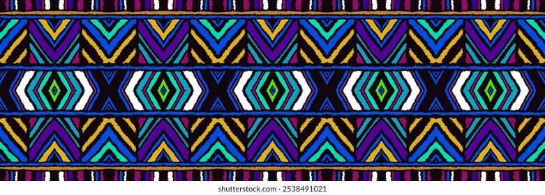 Diagonal ikat stripes. Zigzag pattern seamless. Geometric chevron abstract illustration, wallpaper. Tribal ethnic vector texture. Aztec style. Folk embroidery. Indian, Scandinavian, African rug.