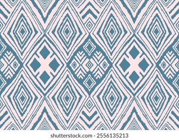 Diagonal ikat stripes. Zigzag pattern seamless. Geometric chevron abstract illustration, wallpaper. Tribal ethnic vector texture. Aztec style. Folk embroidery. Indian, Scandinavian, African rug.