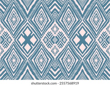 Diagonal ikat stripes. Zigzag pattern seamless. Geometric chevron abstract illustration, wallpaper. Tribal ethnic vector texture. Aztec style. Folk embroidery. Indian, Scandinavian, African rug.