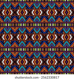 Diagonal ikat stripes. Zigzag pattern seamless. Geometric chevron abstract illustration, wallpaper. Tribal ethnic vector texture. Aztec style. Folk embroidery. Indian, Scandinavian, African rug.