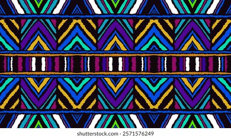 Diagonal ikat stripes. Zigzag pattern seamless. Geometric chevron abstract illustration, wallpaper. Tribal ethnic vector texture. Aztec style. Folk embroidery. Indian, Scandinavian, African rug.