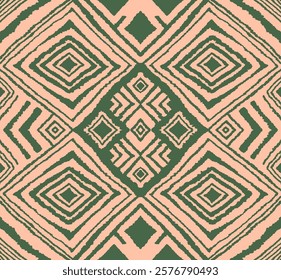 Diagonal ikat stripes. Zigzag pattern seamless. Geometric chevron abstract illustration, wallpaper. Tribal ethnic vector texture. Aztec style. Folk embroidery. Indian, Scandinavian, African rug.