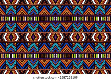 Diagonal ikat stripes. Zigzag pattern seamless. Geometric chevron abstract illustration, wallpaper. Tribal ethnic vector texture. Aztec style. Folk embroidery. Indian, Scandinavian, African rug.