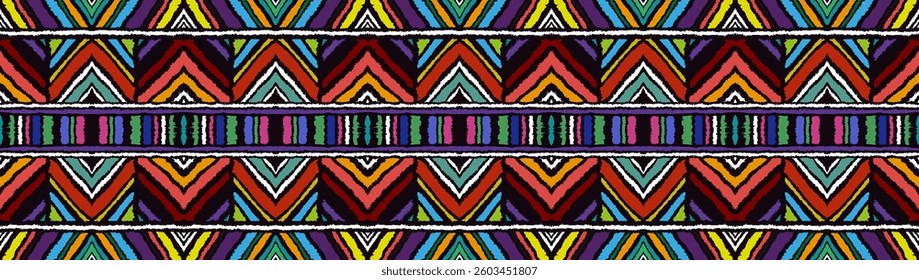Diagonal ikat stripes. Zigzag pattern seamless. Geometric chevron abstract illustration, wallpaper. Tribal ethnic vector texture. Aztec style. Folk embroidery. Indian, Scandinavian, African rug.