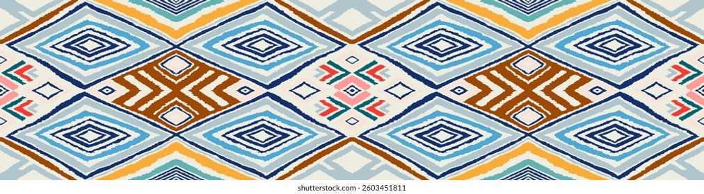 Diagonal ikat stripes. Zigzag pattern seamless. Geometric chevron abstract illustration, wallpaper. Tribal ethnic vector texture. Aztec style. Folk embroidery. Indian, Scandinavian, African rug.