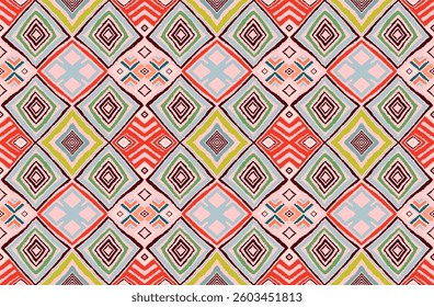 Diagonal ikat stripes. Zigzag pattern seamless. Geometric chevron abstract illustration, wallpaper. Tribal ethnic vector texture. Aztec style. Folk embroidery. Indian, Scandinavian, African rug.
