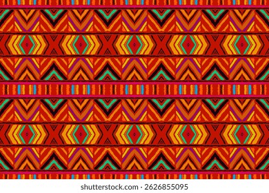 Diagonal ikat stripes. Zigzag pattern seamless. Geometric chevron abstract illustration, wallpaper. Tribal ethnic vector texture. Aztec style. Folk embroidery. Indian, Scandinavian, African rug.