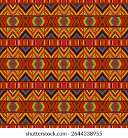 Diagonal ikat stripes. Zigzag pattern seamless. Geometric chevron abstract illustration, wallpaper. Tribal ethnic vector texture. Aztec style. Folk embroidery. Indian, Scandinavian, African rug.