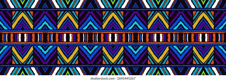Diagonal ikat stripes. Zigzag pattern seamless. Geometric chevron abstract illustration, wallpaper. Tribal ethnic vector texture. Aztec style. Folk embroidery. Indian, Scandinavian, African rug.
