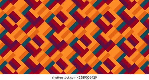 Diagonal Interwoven Grid of Fiery Shades