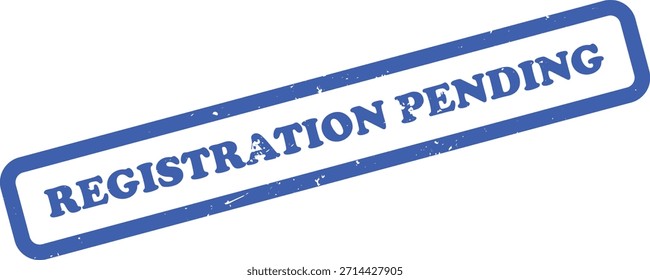 La Imagen aislada diagonal presenta una impresión de sello de goma azul con las palabras REGISTRO PENDIENTE en letras mayúsculas sobre un fondo blanco limpio.
