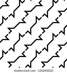 Diagonal jagged lines pattern. Linear motif. Geometric ornament. Modern background. Abstract backdrop. Digital paper, textile print, web design. Seamless vector