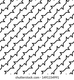 Diagonal jagged lines pattern. Linear motif. Geometric ornament. Modern background. Abstract backdrop. Digital paper, textile print, web design. Seamless vector.