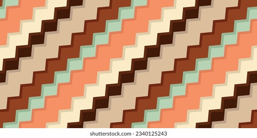 Diagonal ladder made of coffee zag-zags. Seamless pattern with angular diagonals. Coffee corner staircase.