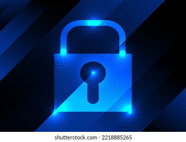 diagonal line digital technology abstract background. Internet network computer safe lock communication texture. futuristic telecoms signal connection with blue neon light graphic design vector.
