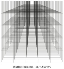 Diagonal line figure. Vector light rays. Transparent layered shape. Black fade form.