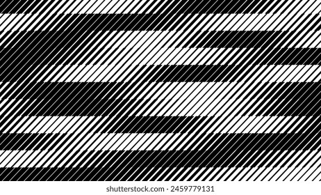 Diagonal Line Halftone Gradient Effect Pattern. Vertical Straight Lines Background. Black and White Abstract Texture with Parallel Stripes Thick to Thin. Vector Illustration.