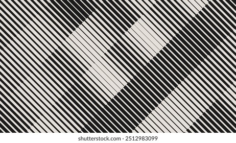 Patrón de efecto de degradado de semitono de línea diagonal. Fondo de líneas rectas de Vertical. Textura Abstractas en blanco y negro con rayas paralelas gruesas a delgadas. Ilustración vectorial.