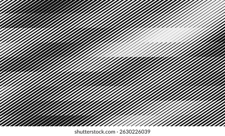 Diagonal Line Halftone Gradient Effect Pattern. Vertical Straight Lines Background. Black and White Abstract Texture with Parallel Stripes Thick to Thin. Vector Illustration.