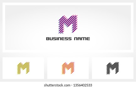 Diagonal Line Stripe M Letter