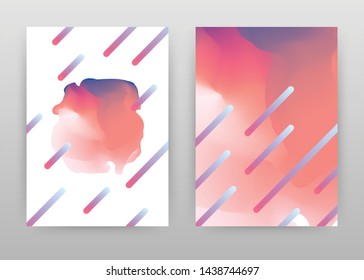 Diagonal lined lines with colorful liquid blot design for report, brochure, flyer, poster. Pink purple blot background vector illustration for flyer, leaflet, poster. Abstract A4 brochure template.