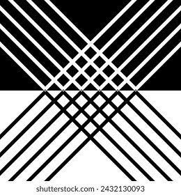 Diagonal lines form squares on a black and white background. Fashion graphic background design. Modern abstract texture. Monochrome template for prints, textile, wrapping. illustration