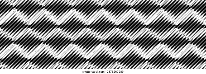 Diagonal lines halftone bg with rhombus pattern. Black parallel thin lines on white background with optical moire effect. Vector illustration