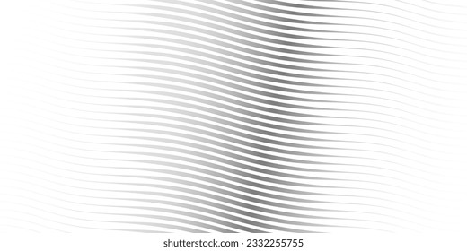 Diagonal lines halftone effect. Abstract black and white background with curve lines and waves. 
