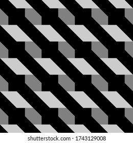 Diagonal lines, pickets, polygons seamless pattern. Folk ornament. Ethnic ornate. Geometric image. Tribal wallpaper. Geometrical backdrop. Retro motif. Ethnical textile print. Abstract vector artwork