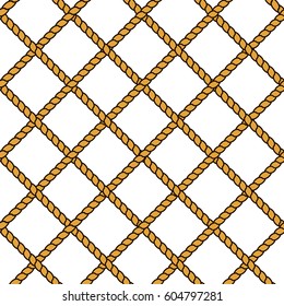 Diagonal lines from rope, seamless pattern. Nautical background in Vintage style. Ideal for decor menu cards, flyers, brochures, banners, badges etc. Use for seafood restaurants, markets, shops etc