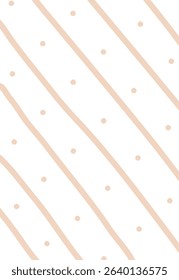 Diagonal lines and scattered dots create a simple pattern on a plain background. Slanted stripes intersect with small circles for a modern look. Cartoon vector illustration.