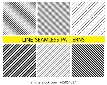 Diagonal lines set.  Seamless surface pattern design with symmetrical linear ornament. Stripes motif. 