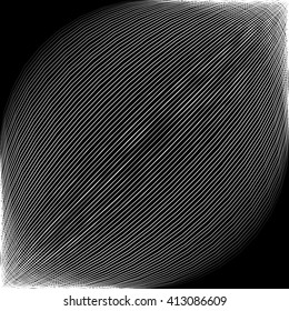 Diagonal lines with spherical distortion abstract monochromatic, geometric image in square format