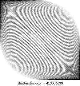 Diagonal lines with spherical distortion abstract monochromatic, geometric image in square format